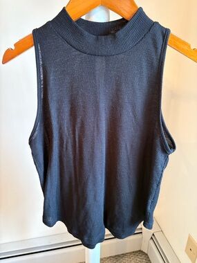 bp Sleeveless Black Ribbed Mock Neck Tank — M